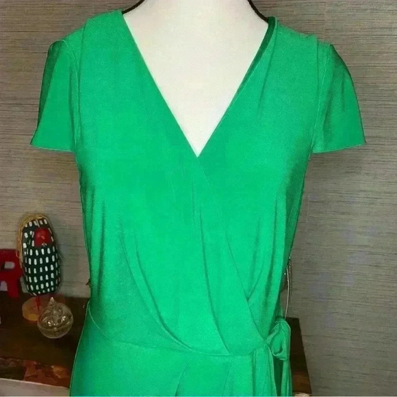 Jessica Howard Faux Wrap Dress Green Women’s Size 12 Flounce Ruffle NWT - Picture 4 of 12